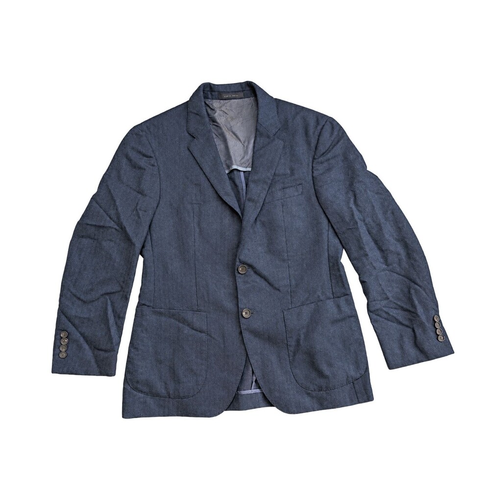 Hugo Boss The Jesse Blue Gray Solid Textured Blazer Sport Coat 38R